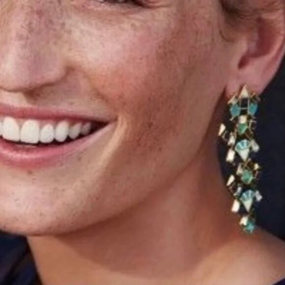 💜 Stella & Dot Mosaic Stone Tile Earrings - Picture 2 of 9